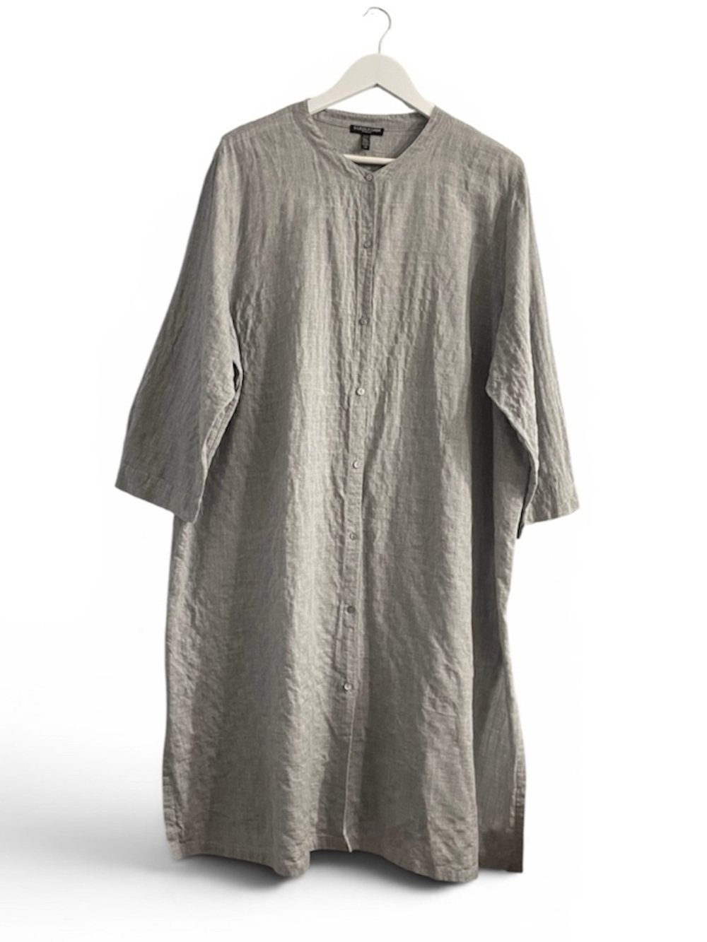 Eileen Fisher Light Gray organic cotton Button-Front  Midi Dress shirtdress 2X